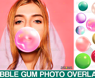 100 Blowing Bubble Gum Photo overlays