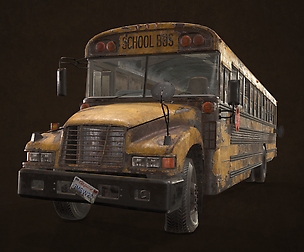 Abandoned School Bus - Low Poly