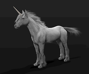 Unicorn Hair Fur 3D Model