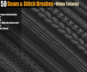 50 Seam&Stitch Brushes_Vol 01+ Video Tutorial