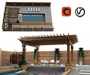 outdoor exterior set_pergola and pool