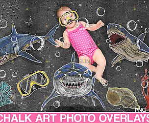 Baby Shark Sidewalk Chalk art Overlay