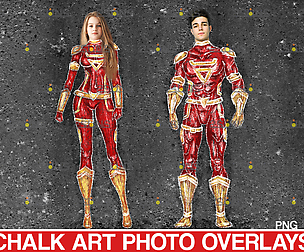 Sidewalk chalk overlay comics, superhero