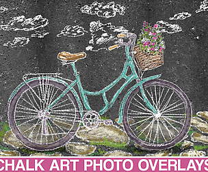 Sidewalk Chalk art Overlay, Bicycle