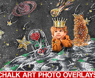 Sidewalk Chalk art Overlay, little Prince