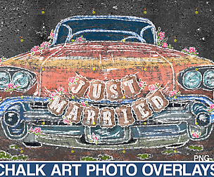 Wedding Chalk art Overlay, Just Married