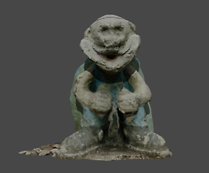 Statue of an old man with a bag