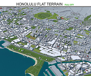 Honolulu Flat Terrain City 3D Model