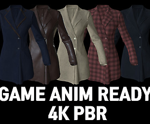 Female Coat cloth for Game, anim with low poly