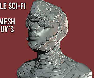 Female Sci-Fi Bust BaseMesh WIth UV's - Ztool