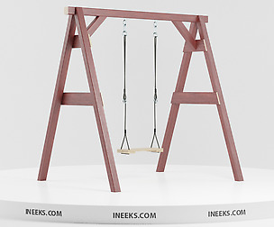 Classic wooden swing set with ropes 3D Model