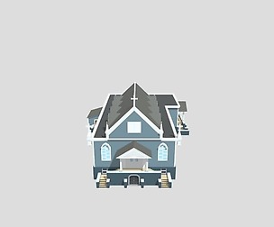 LowPoly Church 01 3D model