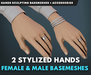 Stylized Male & Female Hands Basemeshes