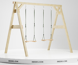 Classic swing with two seats on the ropes 3D Model