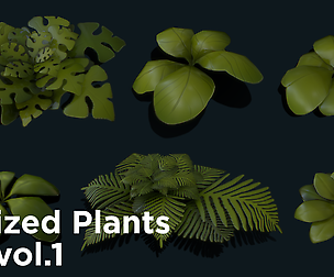 Stylized Plants Set vol 01 foliage pack Low-poly
