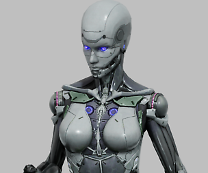 Cyborg Female Rigged Low-poly