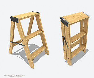 Wooden Ladder Animated RIG PBR