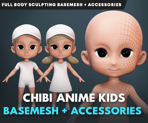 Chibi Anime Kid Body Basemesh + Accessories