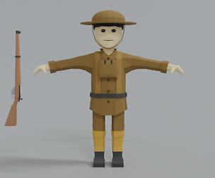 Low Poly Cartoon WWI British Soldier