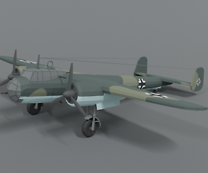 Low Poly Cartoon Dornier Do 17 Z WWII Airplane