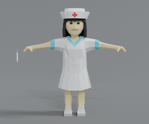 Low Poly Cartoon Nurse