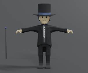 Low Poly Cartoon Tall Hat Man