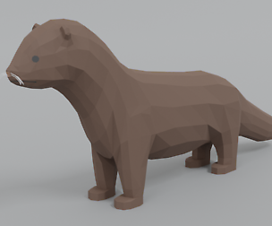 Low Poly Cartoon Mink