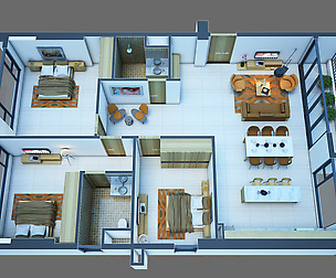 Apartment Interior high View