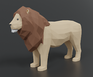 Low Poly Cartoon Male Lion