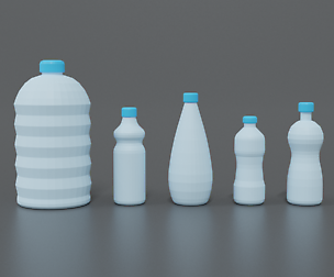 Low Poly Cartoon Water Bottles