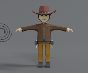 Low Poly Cartoon Cowboy