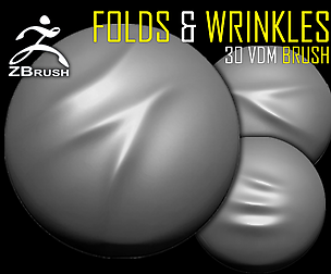 30 Folds & Wrinkles VDM Brush for ZBrush