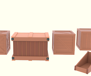Low poly cartoon crates