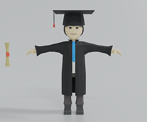 Low Poly Cartoon Graduation Guy