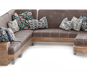Brown Leather  L Familial Sofa