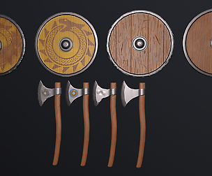 Viking shields  & axe