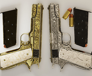 Twin Pistols (2 Ornated M1911 Govenrment Pistols)