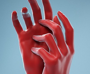 Gently Touching Realistic Hands