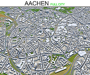 Aachen City ‎Germany 3D Model 30km