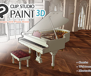 Baroque-style Piano Room (CLIP STUDIO 3D MODEL)