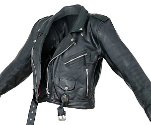 Vintage Jacket Moto Black Leather Open