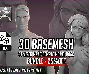 Basemesh Stylized Male/Female(BUNDLE -25% OFF)
