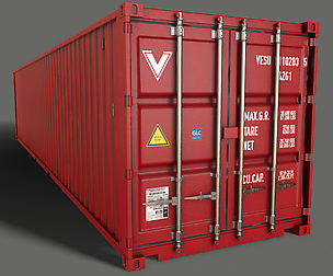 PBR 40 ft Shipping Cargo Container - Red