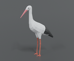 Low Poly Cartoon Stork