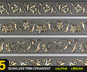 5 Decorative trim ornament Brush and Alpha