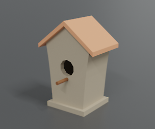 Low Poly Cartoon Bird House