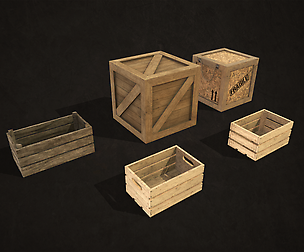 Wooden Crates - Low Poly