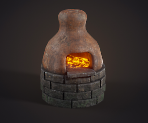 Handmade clay oven Low-poly 3D model