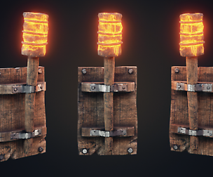Wall torch Low-poly 3D model