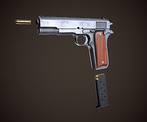 SOURCE FILE INCLUDED for AAA games Handgun Grey